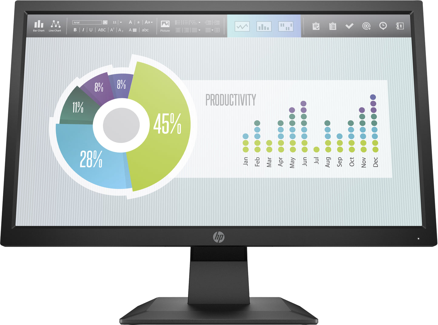 Monitor HP  LED P204v HD+ 19.5" Resolución 1600x900 Panel TN