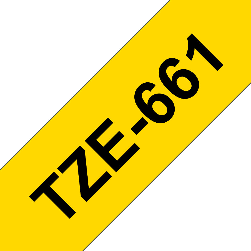 Cinta Brother TZE661 Laminada Texto Negro Sobre Fondo Amarillo 36mmx8m PT530