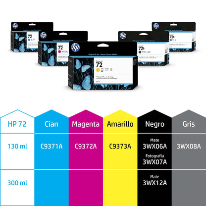 HP 72 AMARILLO 130ML TINTA AMPLIO FORMATO C9373A