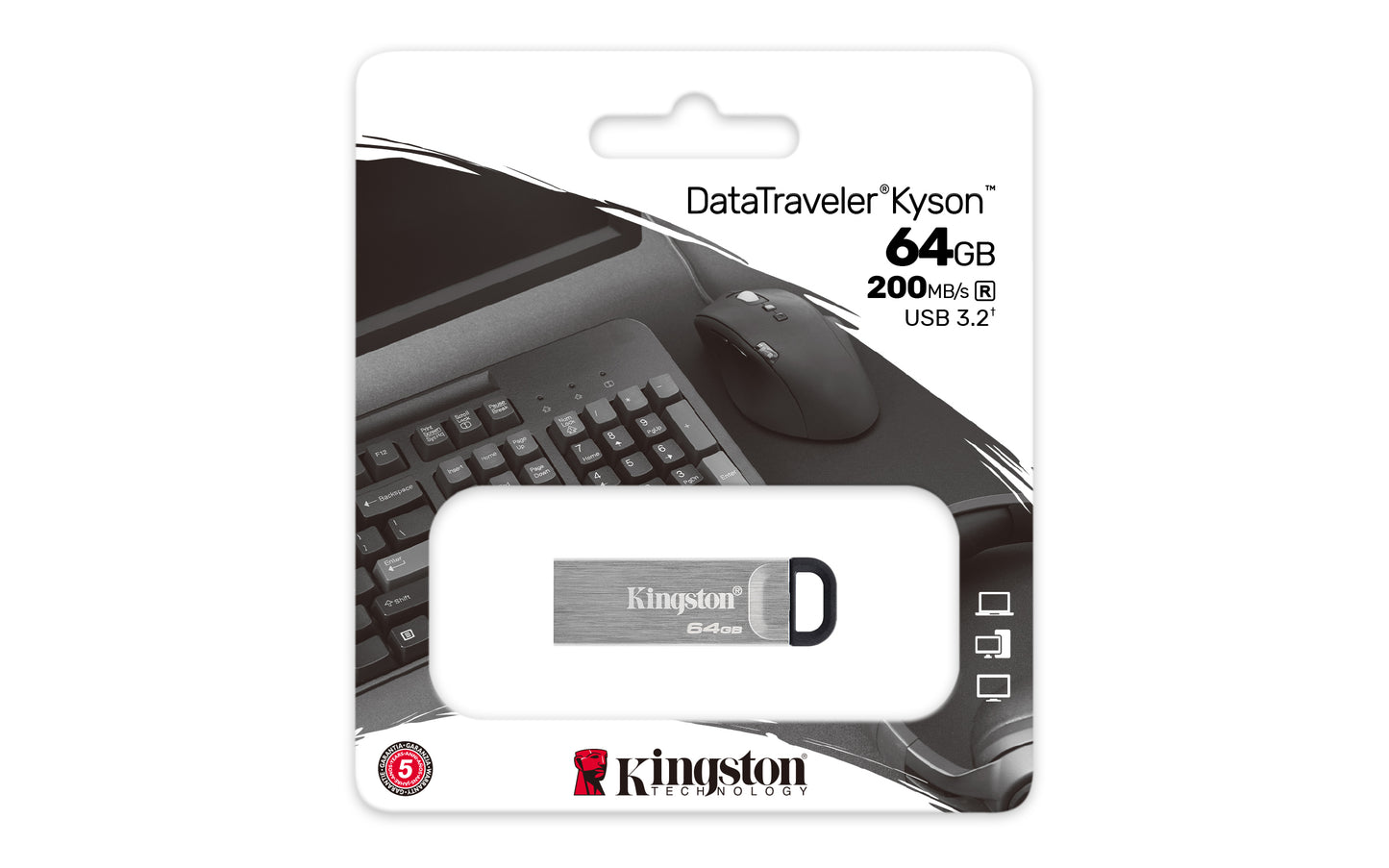 USB 3.2 MEMORIA KINGSTON 64GB DATATRAVELER KYSON METALICA