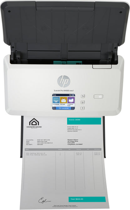 Escáner HP ScanJet Pro N4000 snw1 ADF Resolución 600 dpi