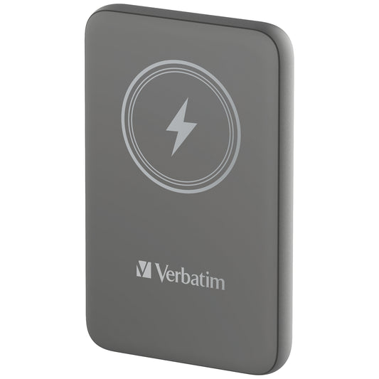 Cargador Verbatim Charge and Go Power Bank Carga Inalámbrica 10000mAh Magnetica Color Gris