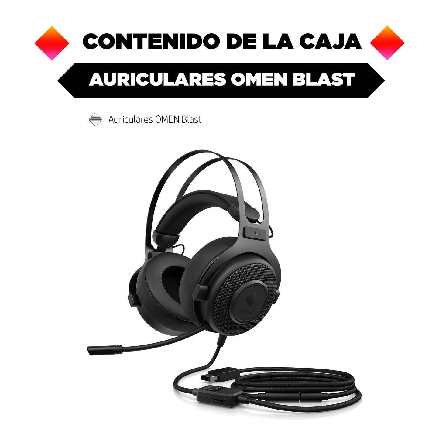 Audífonos HP OMEN Blast Micrófono Retráctil Color Negro