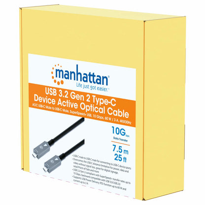 Cable USB-C MANHATTAN V3.2 C-C  7.5M 10Gbps 60W