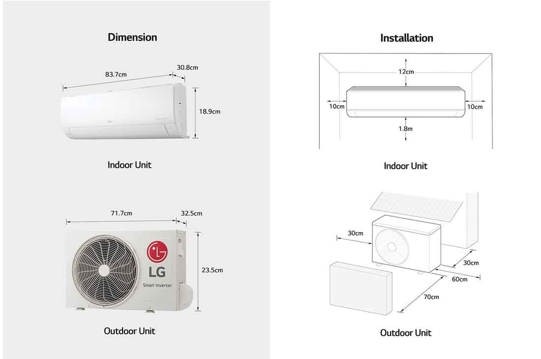 Aire Acondicionado LG DualCool Inverter 2 Toneladas 24000 BTU/h Solo Frío 220V Wi-Fi ThinQ App