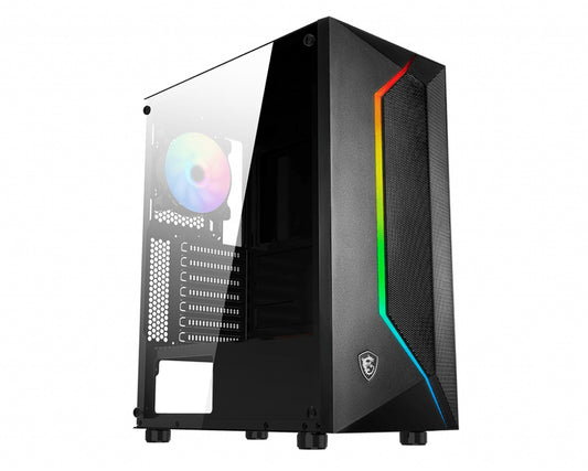 Gabinete Gamer MSI MAG Vampiric 100R Mid Tower ITX mATX ATX 2xFan Cristal Templado Color Negro