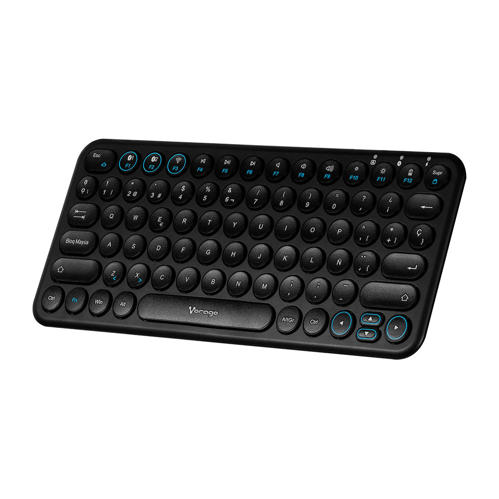 TECLADO VORAGO KBW-400 SLIM REGARGABLE TIPO C 2 BLUETOOTH + WIRELESS NEGRO