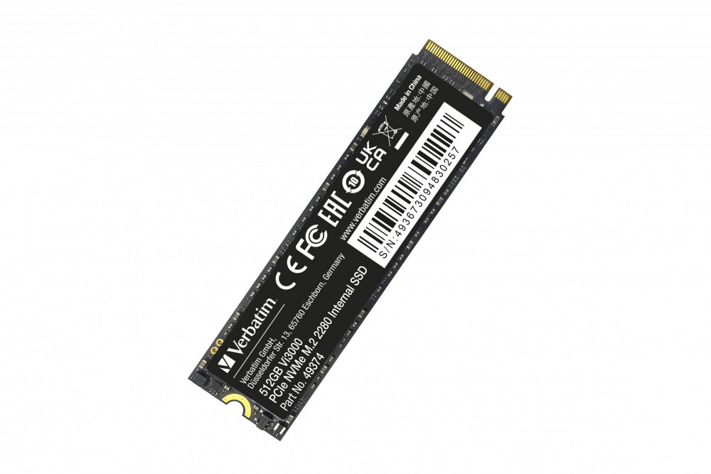 Unidad de Estado Solido SSD VERBATIM Vi3000 PCIe NVMe M.2 2280 de 516GB Lect 3100/2100 MB/sUnidad de Estado Solido SSD V