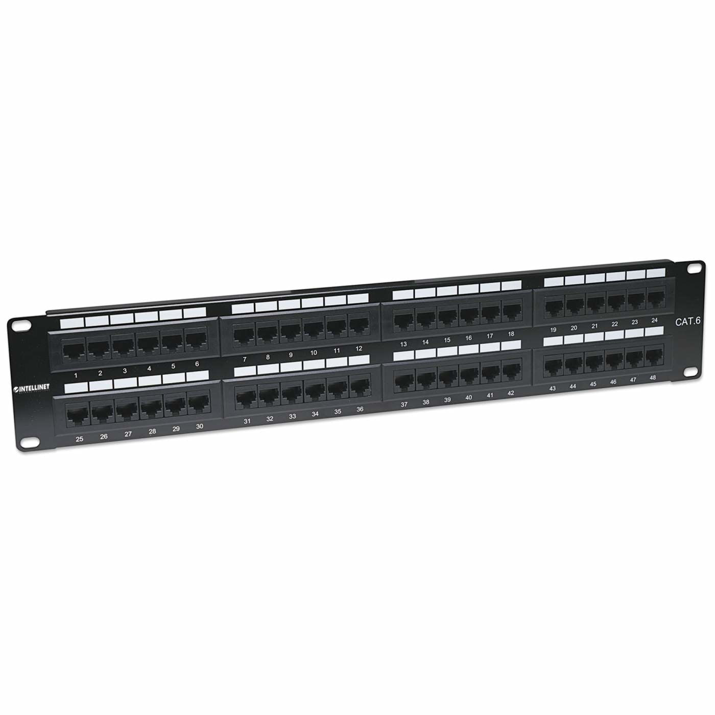 PANEL DE PARCHEO CAT6 UTP 48 PTOS RJ45 MONTAJE RACK 19IN 2U