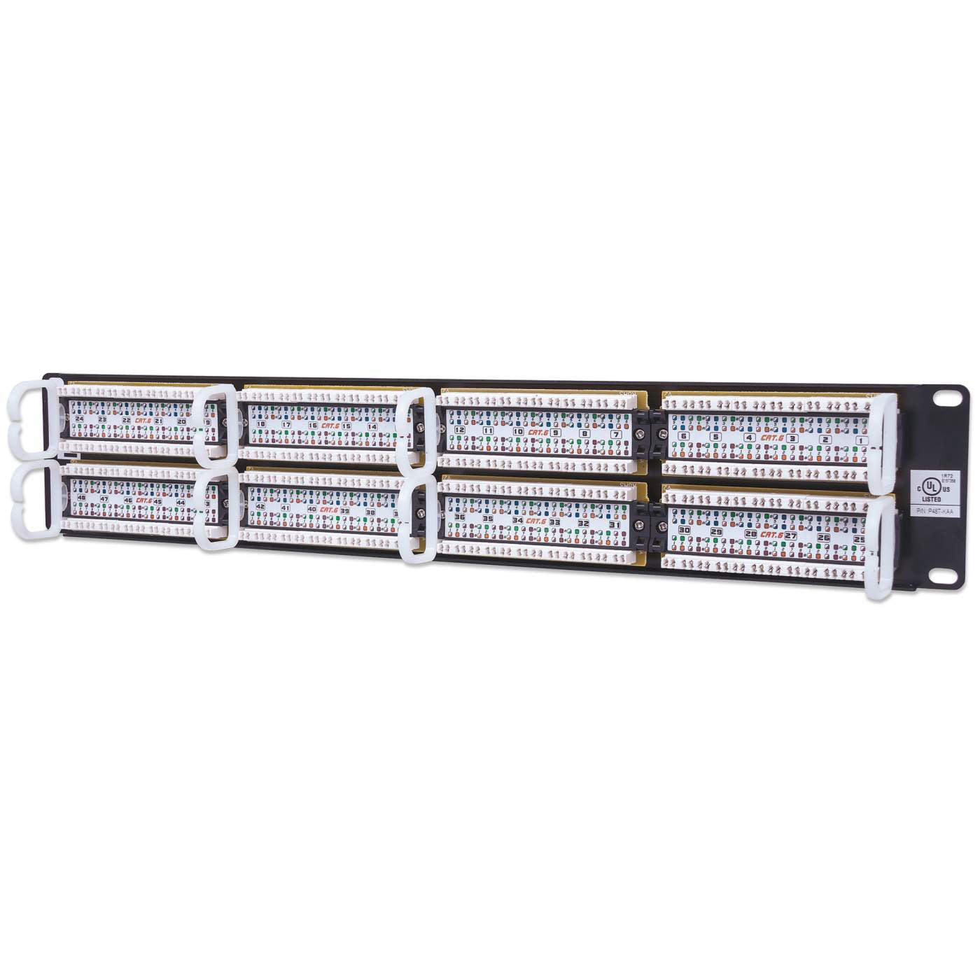 PANEL DE PARCHEO CAT6 UTP 48 PTOS RJ45 MONTAJE RACK 19IN 2U