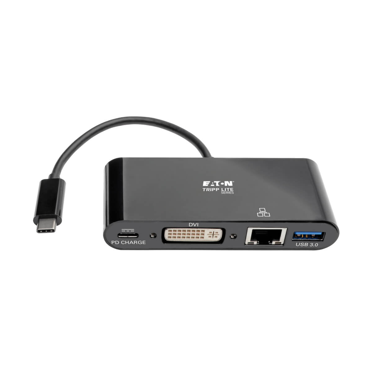 Adaptador Multipuerto Tripp Lite USB-C/Dvi/USB-A/GbE Carga PD Color Negro