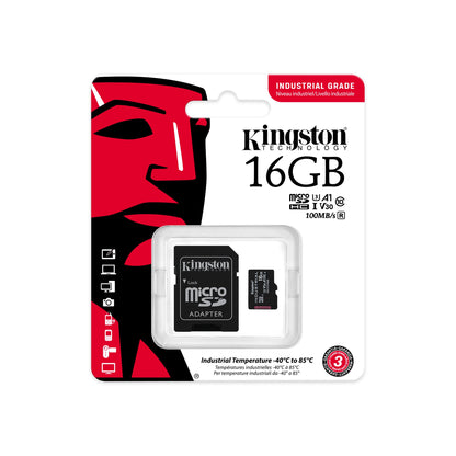 Tarjeta MicroSD Kingston Industrial 16 GB Clase 10 A1 C/Adaptador