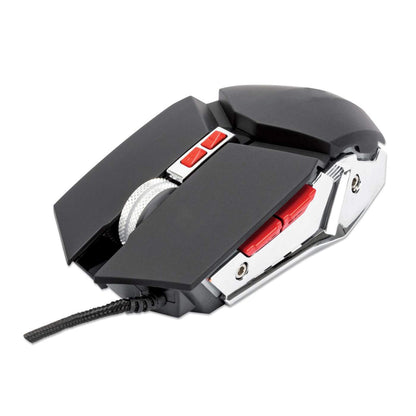 Mouse Manhattan Gaming Óptico LED 3200 dpi 7 Botones Color Negro-Plata