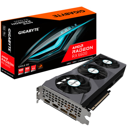 Tarjeta de Video Gigabyte Eagle Radeon RX6600 8GB Triple Fan GDDR6 PCIe 4.0 2xHDMI 2xDP