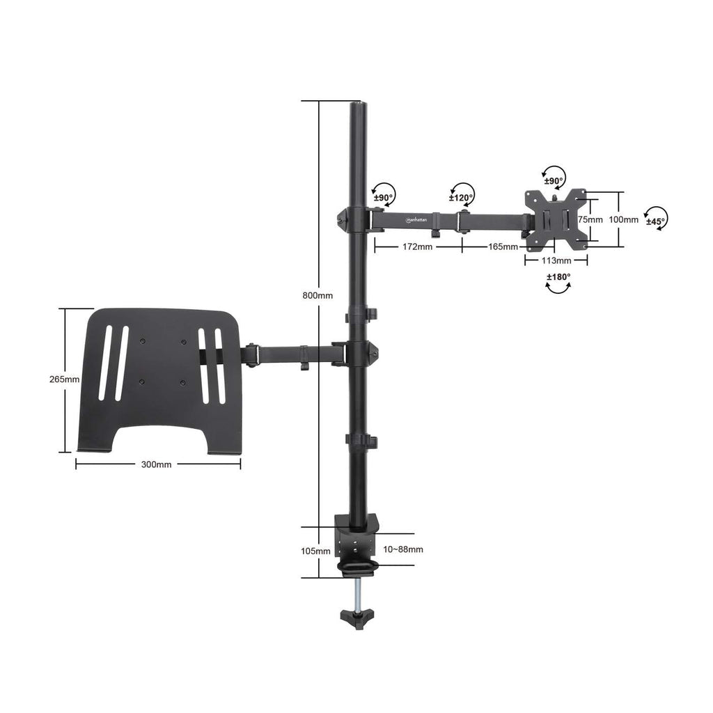 SOPORTE ESCRITORIO 1 MONITOR 13 A 32 8KG Y LAPTOP 10IN A 17IN 8KG