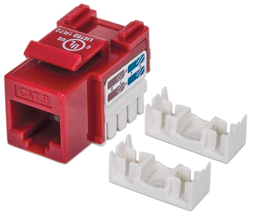 JACK RJ45 CAT6 UTP KEYSTONE DE IMPACTO ROJO