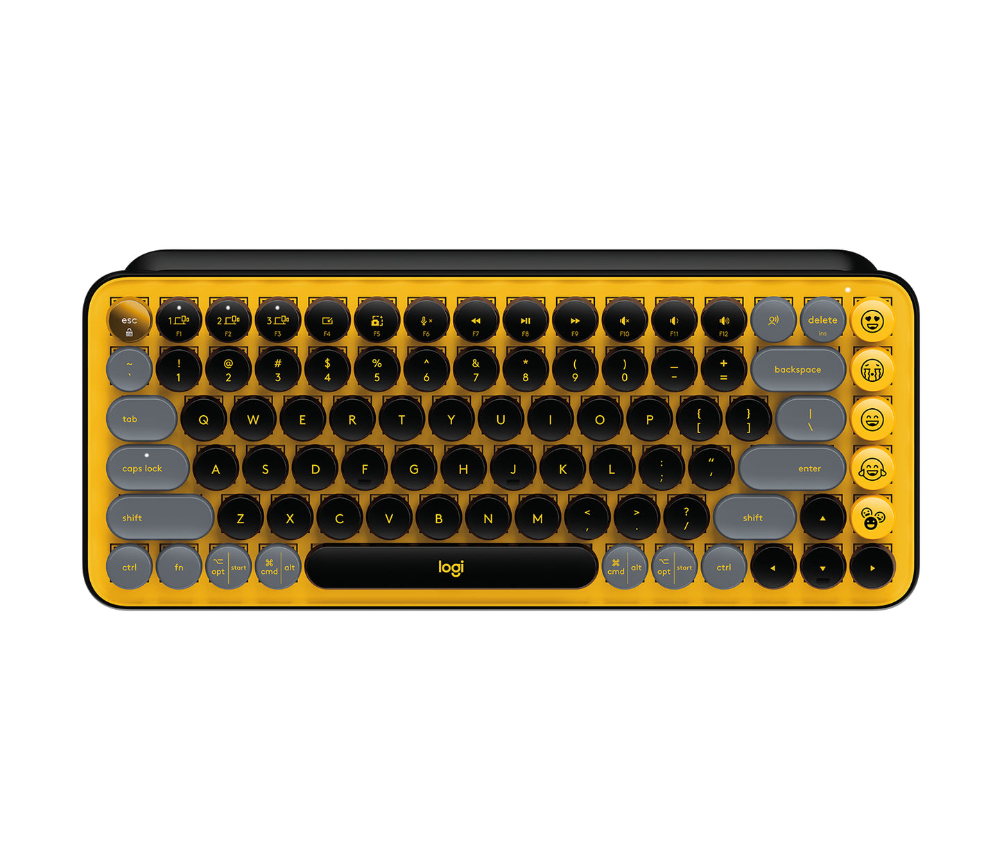 Teclado Logitech POP KEYS Inalámbrico con Función Emojis Personalizables Blast Color Amarillo-Negro