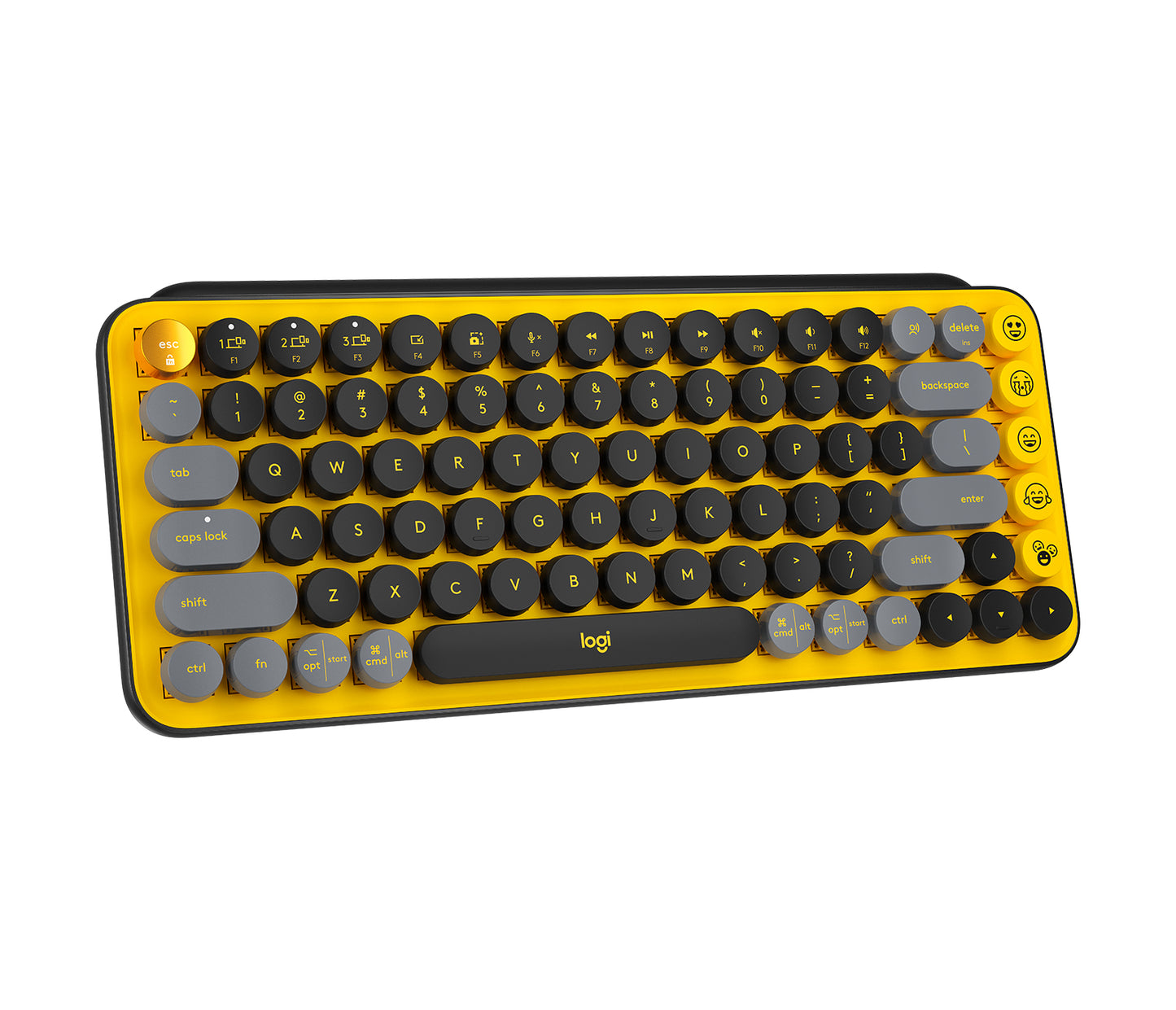 Teclado Logitech POP KEYS Inalámbrico con Función Emojis Personalizables Blast Color Amarillo-Negro