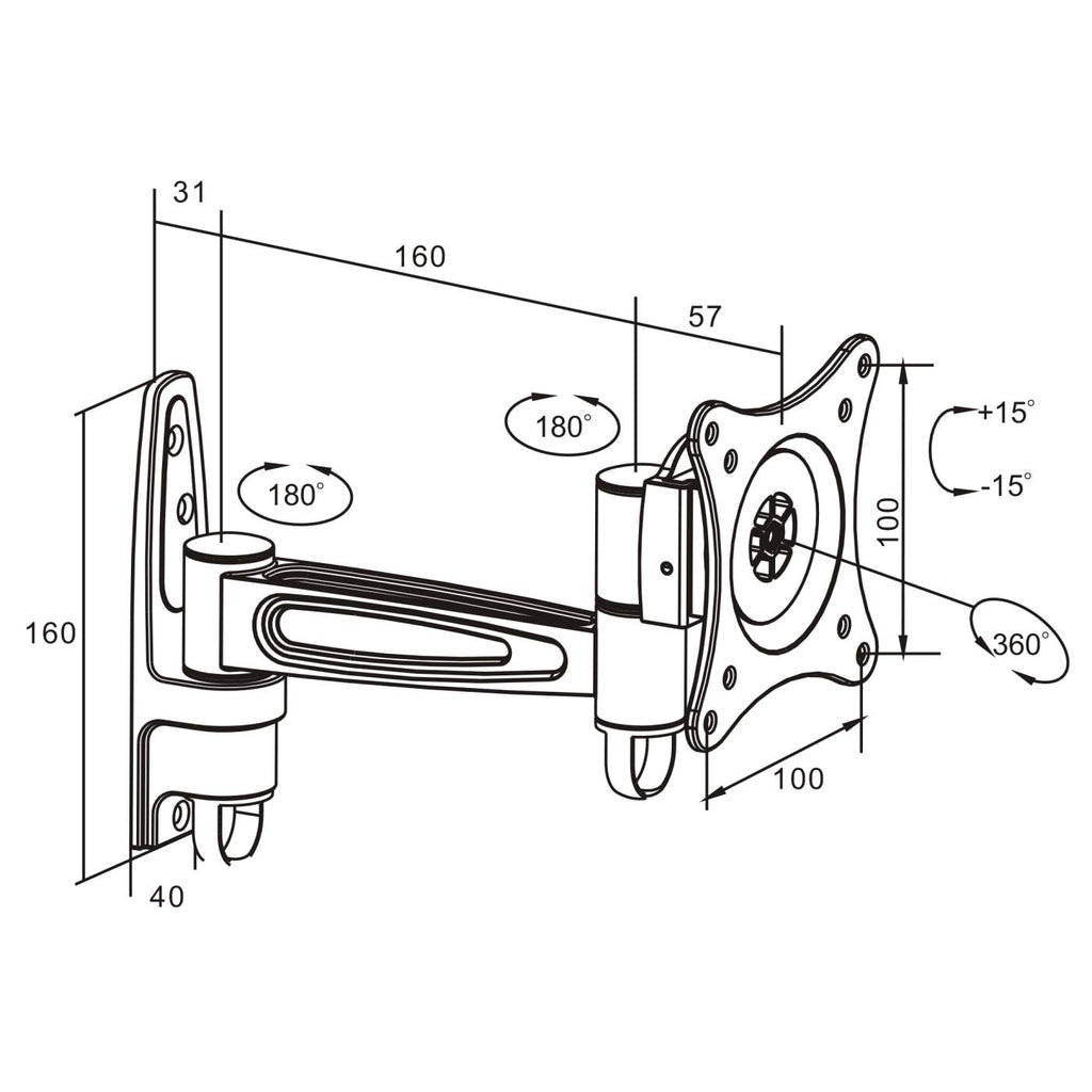 SOPORTEPARED MONITOR PANTALLA TV ARTICULADO 13IN A 27IN 15KG