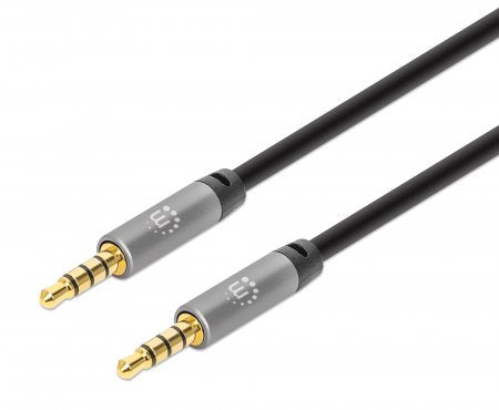 Cable Manhattan Auxiliar Audio Estéreo 3.5mm 5m Color Negro-Plata