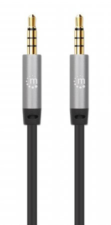 Cable Manhattan Auxiliar Audio Estéreo 3.5mm 5m Color Negro-Plata