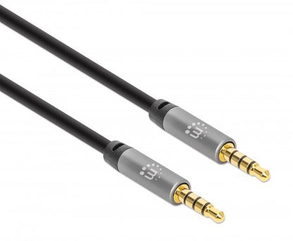 Cable Manhattan Auxiliar Audio Estéreo 3.5mm 5m Color Negro-Plata