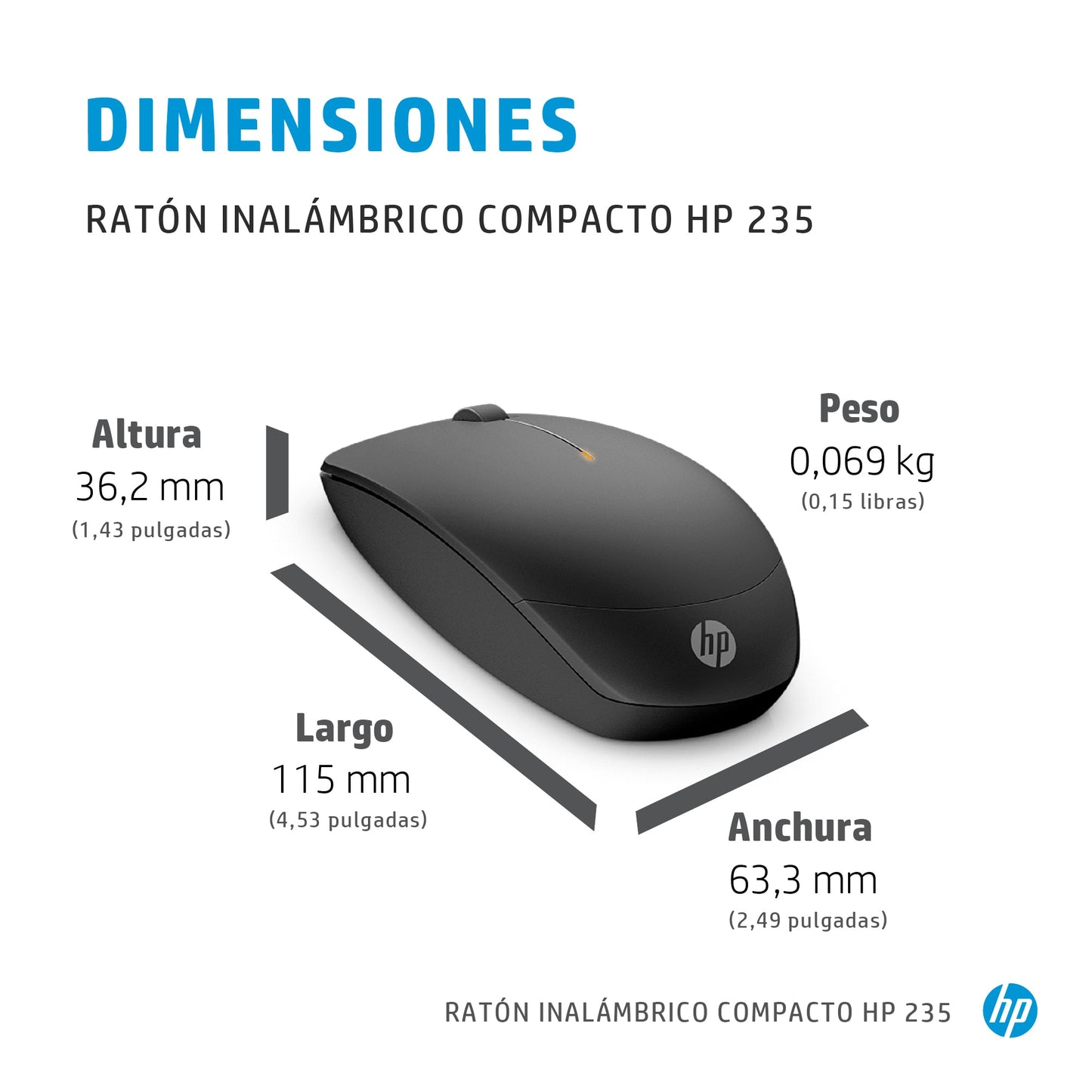 MOUSE HP 235 SLIM INALAMBRICO 4E407UT