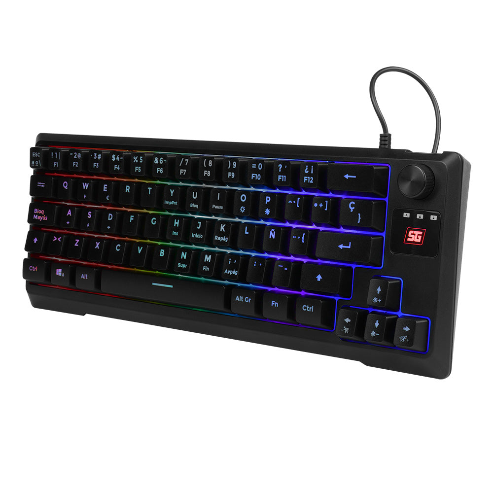 Teclado Vorago Start The Game KB-506 Multimedia TKL Factor 65% RGB Alámbrico Anti-Ghosting USB Color Negro