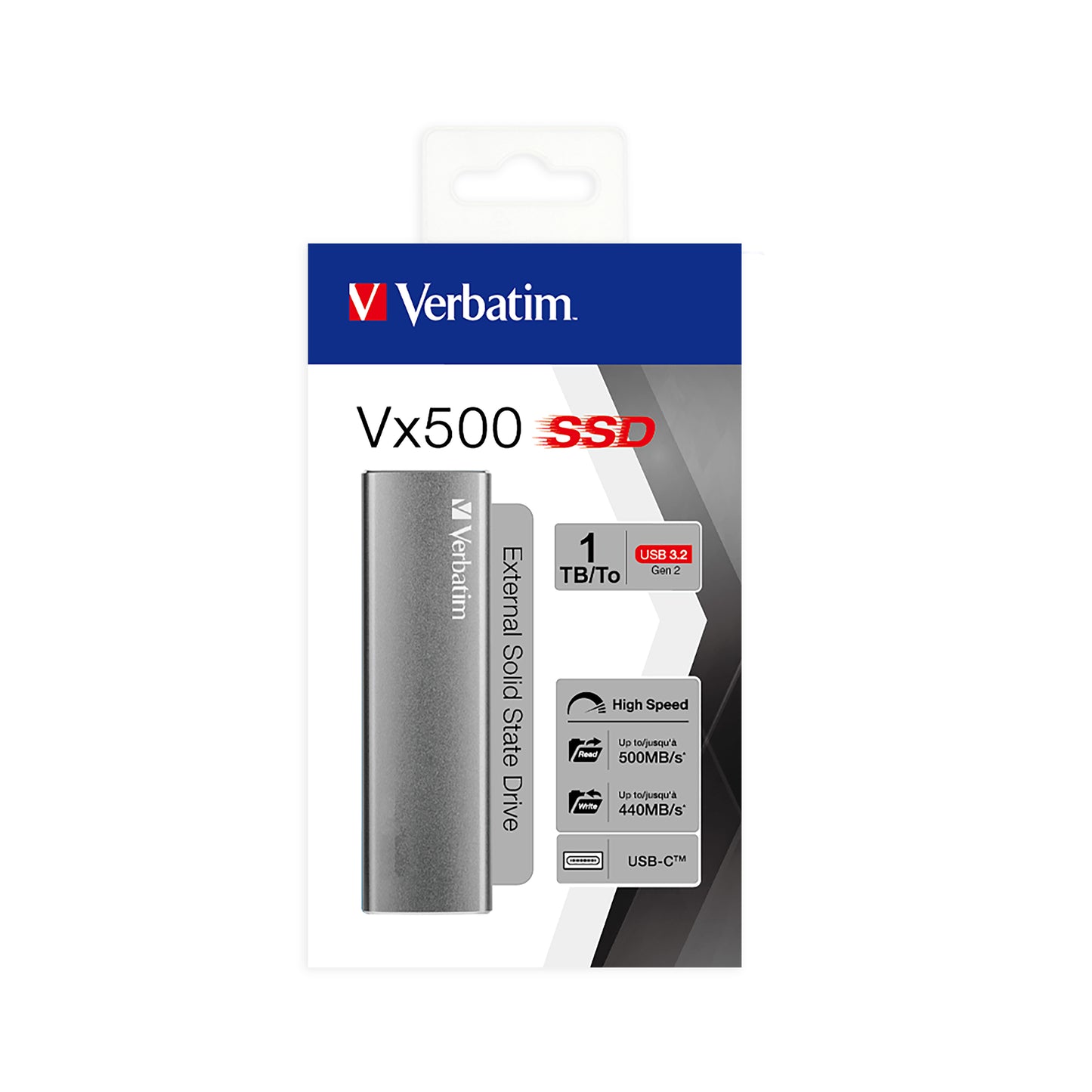 Disco Interno Verbatim SSD externo Vx500 de 1 TB USB 3.1 Gen 2  Gris Space
