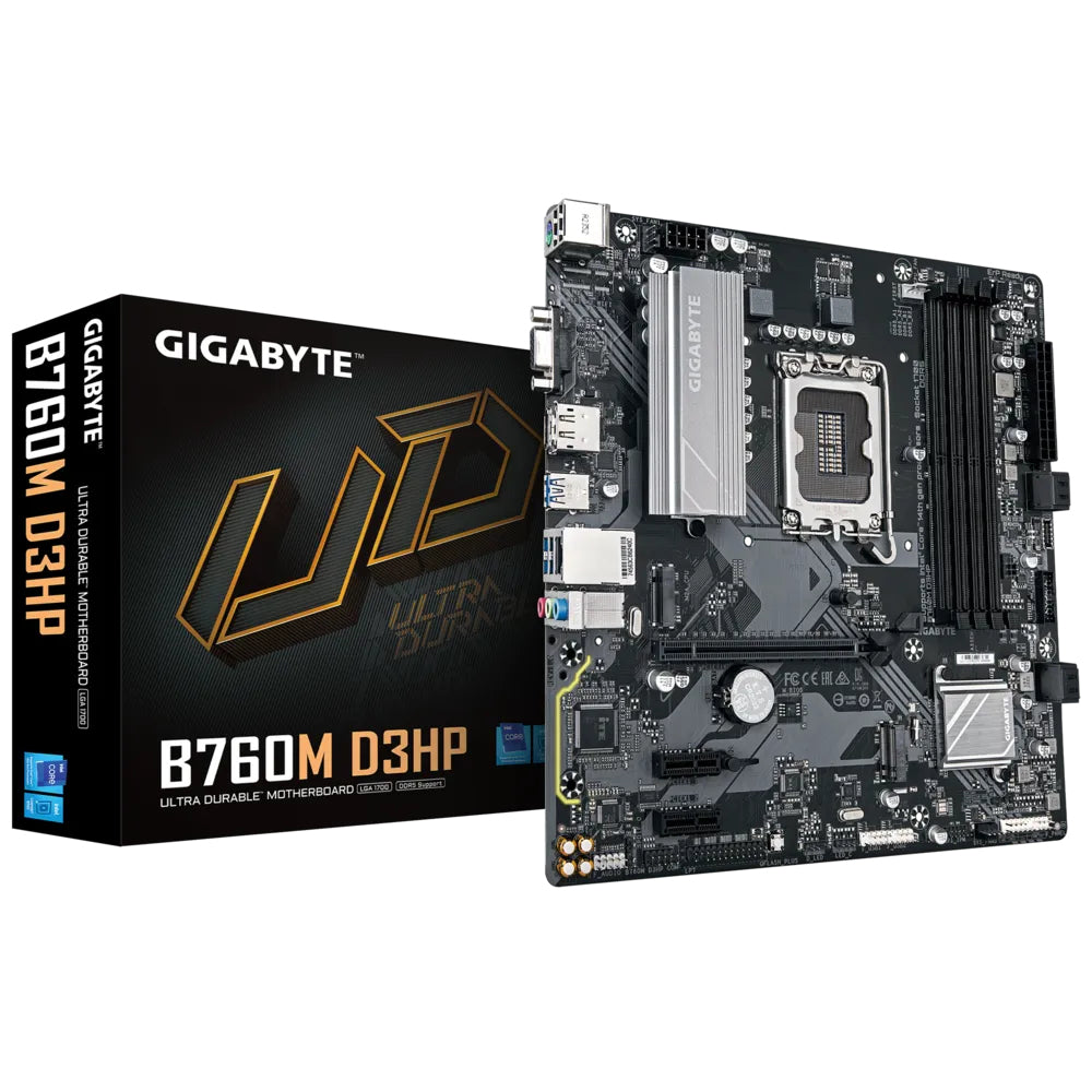 Tarjeta Madre Gigabyte B760M D3HP 4xDDR5 256GB 5600Mhz HDMI VGA DP USB-C M.2 PCIe 4.0 S 1700 12th 13th 14th Gen mATX