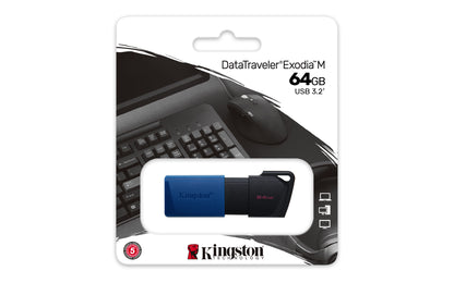 USB 3.2 MEMORIA KINGSTON 64GB DT EXODIA M TAPA DESLIZABLE (NEGRA-