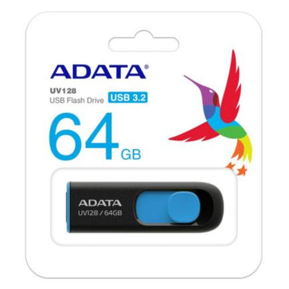 Memoria USB Adata UV128 64 GB 3.2 Color Negro-Azul