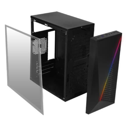 Gabinete Acteck Kioto GC460 Mini Torre con Fuente 500W Micro ATX/Mini ITX Acrílico RGB USB 3.0 Color Negro