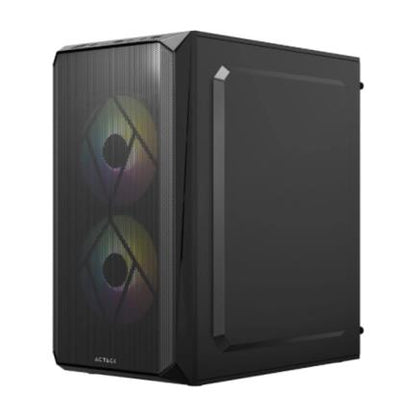 Gabinete Acteck Mini Torre Doom GI630 Max MB M-ATX Fuente ATX Plus 500w Panel Izq Acrilico + Frente Malla 1xUSB 3.0 + 3xFan RGB Advanced Series Negro