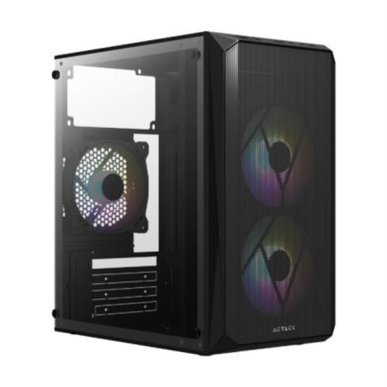 Gabinete Acteck Mini Torre Doom GI630 Max MB M-ATX Fuente ATX Plus 500w Panel Izq Acrilico + Frente Malla 1xUSB 3.0 + 3xFan RGB Advanced Series Negro