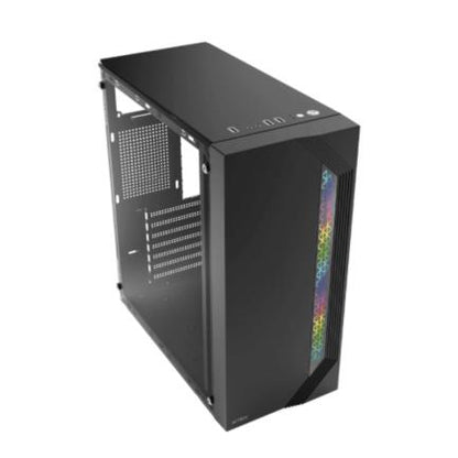 Gabinete Acteck Media Torre Viken GM434 Max MB ATX Fuente ATX 500w Panel Izq Cristal + Frente Solido RGB Vertical 2xUSB 2.0 + 1xFan Advanced Series Negro