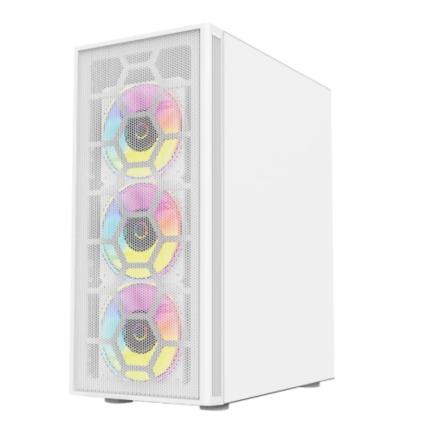 Gabinete Acteck Gamer Media Torre Dragonfly II Mesh GM740 Max MB ATX Panel Izq Cristal + Frente Malla 1xUSB 3.0 + 4xFan RGB Blanco