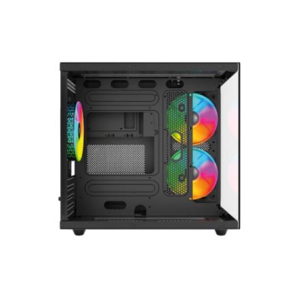 Gabinete Gamer Acteck Tank Pro Evo GM955 Mini Torre / Mini ATX / Ventana sin Bordes Panel Izq Cristal + Frente Cristal+ 1xUSB 3.0 + 1xUSB 2.0 + 3 xFan RGB con HUB / Negro