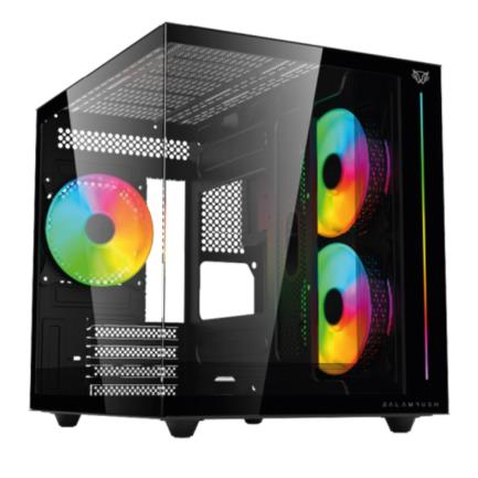 Gabinete Gamer Acteck Tank Pro Evo GM955 Mini Torre / Mini ATX / Ventana sin Bordes Panel Izq Cristal + Frente Cristal+ 1xUSB 3.0 + 1xUSB 2.0 + 3 xFan RGB con HUB / Negro