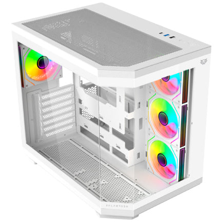 Gabinete Gamer Acteck Media Torre Tank Master 9600 TB Max MB ATX Ultra Wide + Sin Bordes/1xUSB C + 1xUSB 3.0 + 1x USB + Audio+ 4xFan ARGB / Blanco