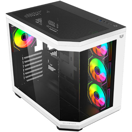 Gabinete Gamer Acteck Media Torre Tank Master 9600 TB Max MB ATX Ultra Wide + Sin Bordes/1xUSB C + 1xUSB 3.0 + 1x USB + Audio+ 4xFan ARGB / Blanco-Negro