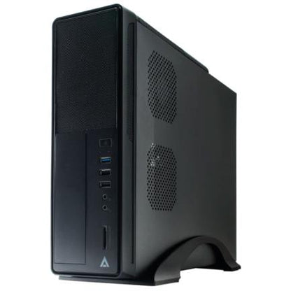 Gabinete  Acteck Mini Torre Slim Brook GS470 Max MB M-ATX Fuente TFX 500 W 1x USB 3.0 + 2x USB 2.0 + 1xFan Full Metalico + Frente Solido Negro