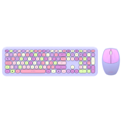 Kit Teclado y Mouse Acteck Creator Chic Colors MK475 Inalámbrico 2xBaterías AAA Incluidas Color Morado