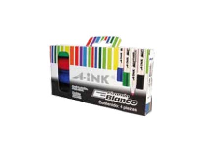 MARCADOR A-INK P/PIZARRON 4 COLORES