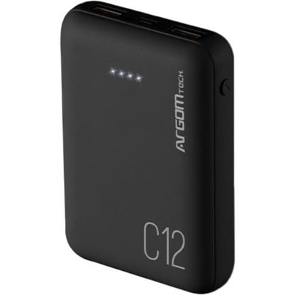 Power Bank Argomtech C12 Ultracompacto 12000mAh  2 Puertos 2.1A/2A Color Negro