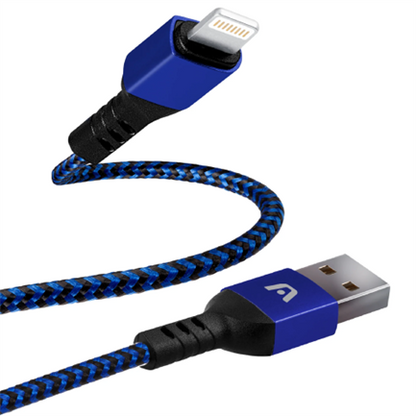 Cable Argomtech Lightning a USB 2.0 1.8m 480 Mbps Carcasa Metálica con Trenzado de Nailon Color Azul