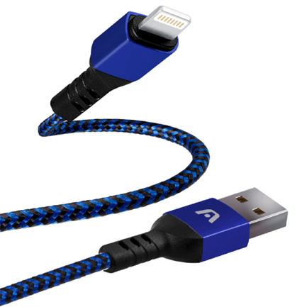 Cable Argomtech Lightning a USB 2.0 1.8m 480 Mbps Carcasa Metálica con Trenzado de Nailon Color Azul