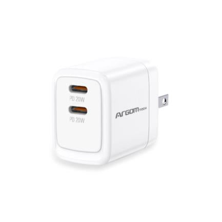 Cargador de Pared Argomtech Dual Rápido 2 x Tipo-C 40W Color Blanco