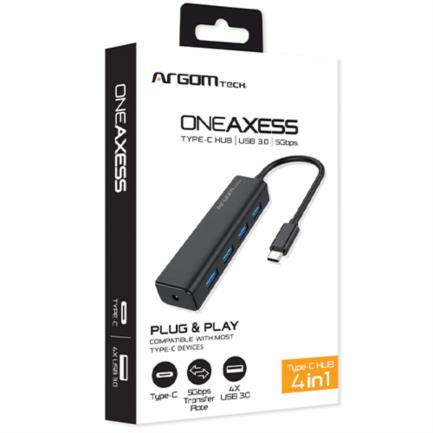 Mini Hub Argomtech de 4 Puertos USB 3.0 Tipo-C