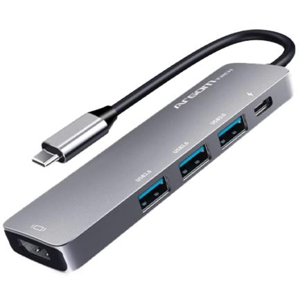 Hub Argomtech One Axess 5 en 1 Puerto de Salida Tipo C a HDMI USB/Ranura PD